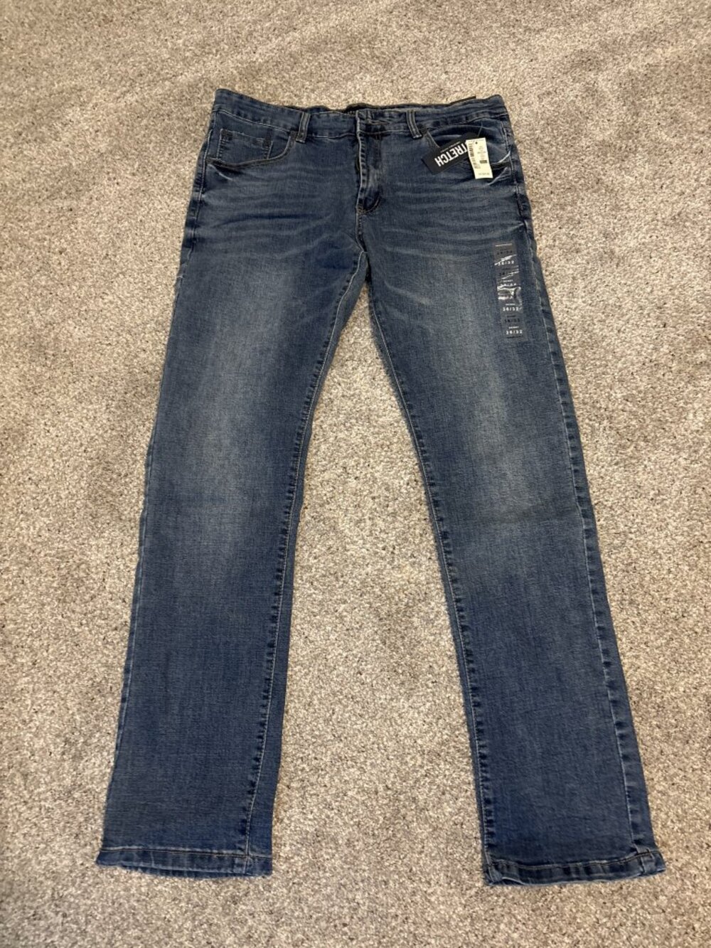 NWT Aeropostale Real Denim Skinny Stretch Jeans Mens 36x32 Medium Wash Whiskered